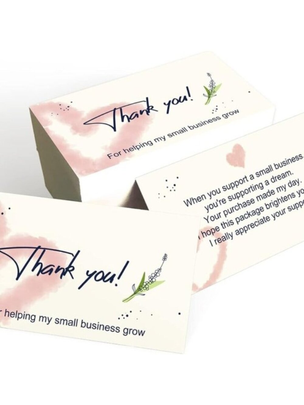 Thank You Cards 2 Sided 50 Supporting My Small Business Sales Heart Stylish Nice